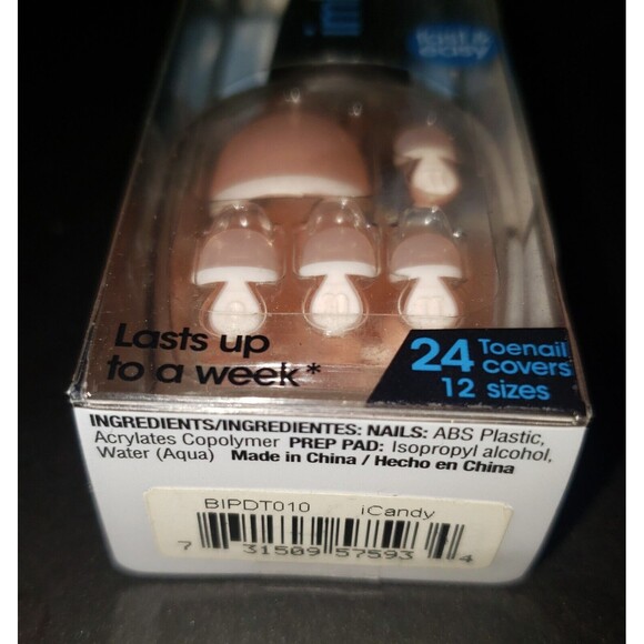 Kiss ImPress Press-On Pedicure 24 Toe Nails "iCandy" (French\White) NEW! - Picture 2 of 3